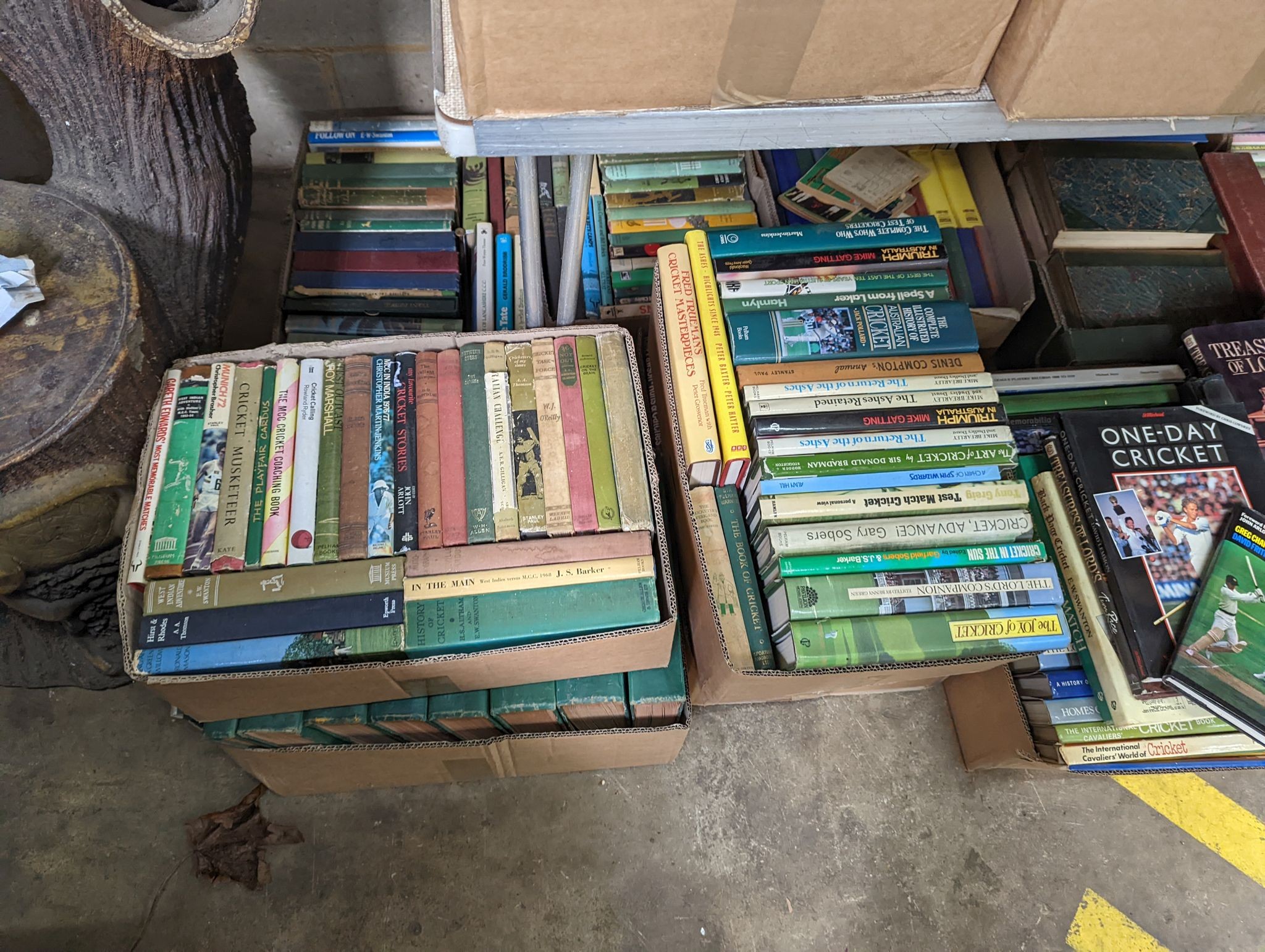 A large collection of assorted books relating to cricket including some Wisden Almanacs